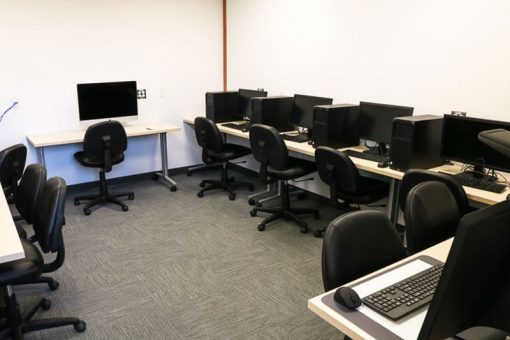 Workstations inside the Fort Frances campus Digital Lab