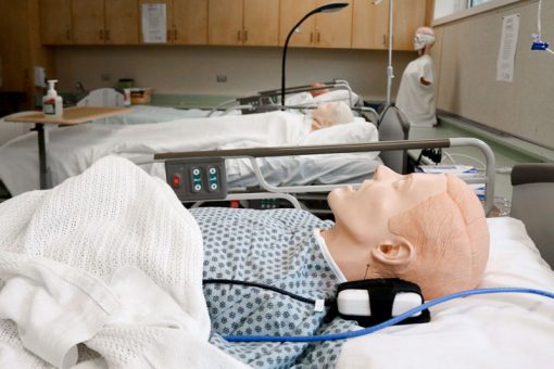 Kenora_HealthcareLab Row of three simulation patients in our Kenora campus Healthcare Lab