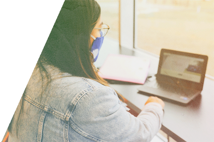 Student working on a laptop