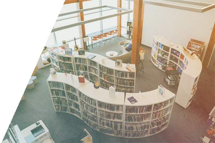 View of SGEI's Fort Frances campus library from above