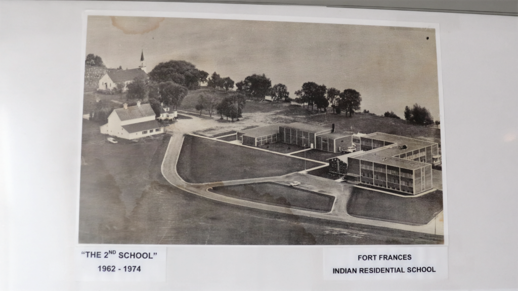 An old photo of a residential school and grounds