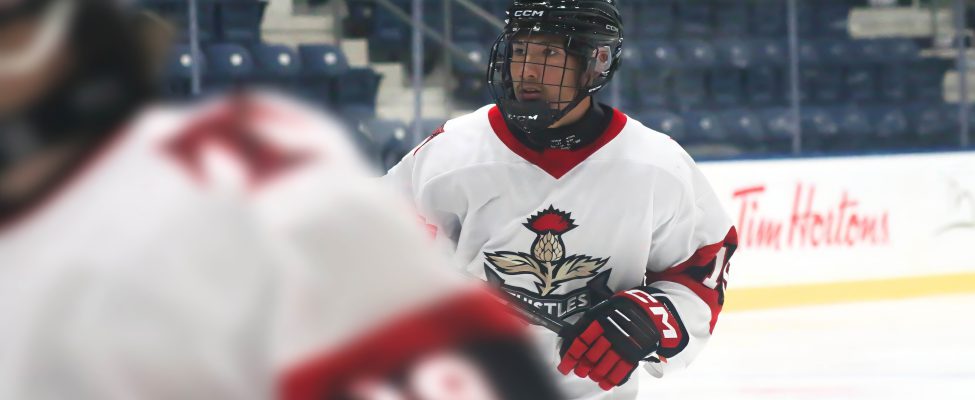 Kenora Thistles player and SGEI student Manny Ross skates.